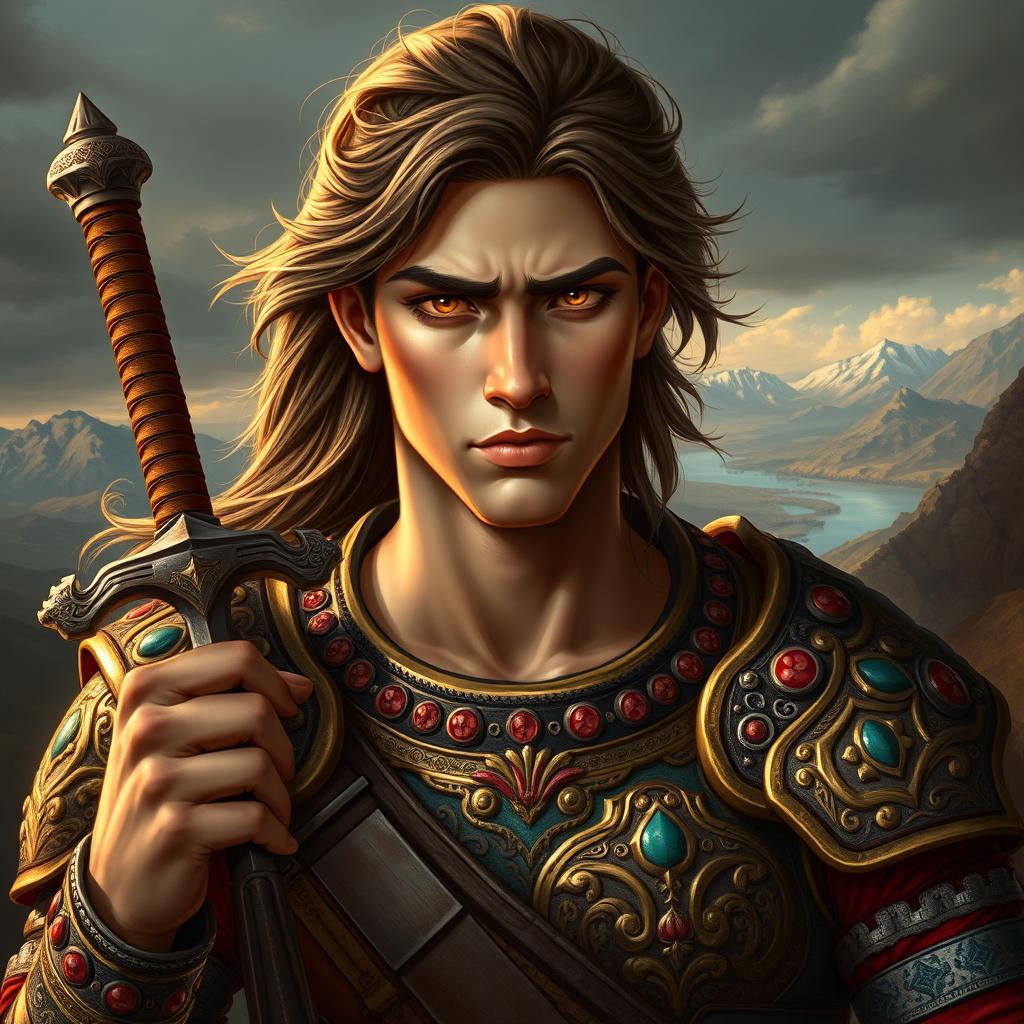 A captivating portrait of Sohrab, the legendary hero from the Shahnameh