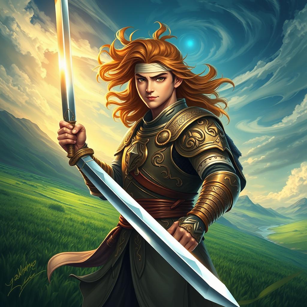A vibrant depiction of Sohrab, a character from Persian literature, showcasing him as an epic hero