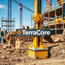 A realistic image depicting equipment used for shoring works, prominently labeled with the name 'TerraCore