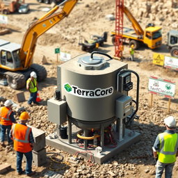 A detailed and realistic image showcasing equipment utilized in a Well Point System, prominently labeled with the name 'TerraCore
