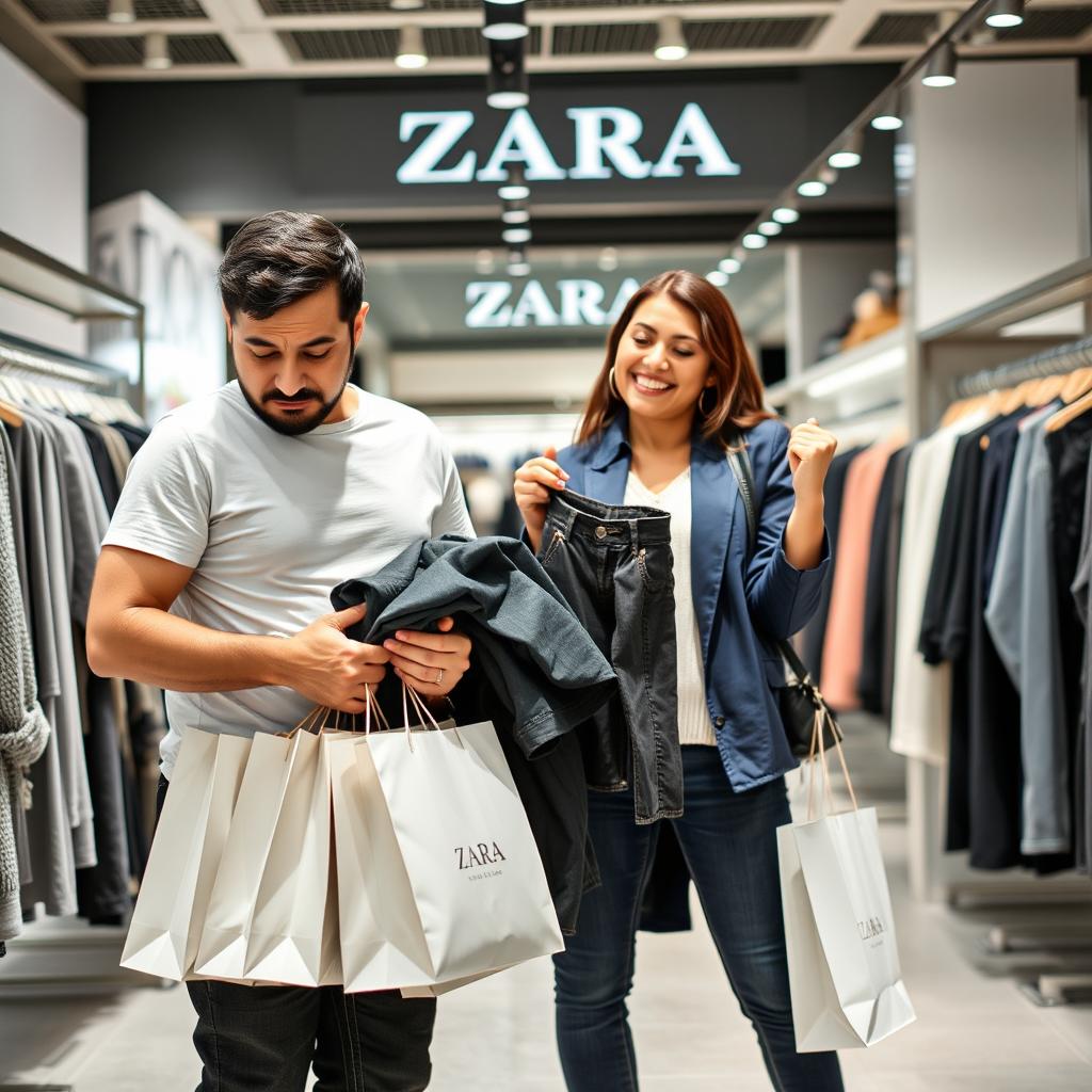 An Iranian couple inside a Zara store in Istanbul