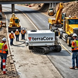 A detailed and realistic image of NDRC (Non-Destructive Road Crossing) equipment prominently labeled with the name 'TerraCore