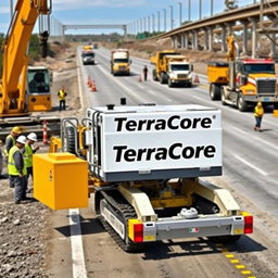 A detailed and realistic image of NDRC (Non-Destructive Road Crossing) equipment prominently labeled with the name 'TerraCore