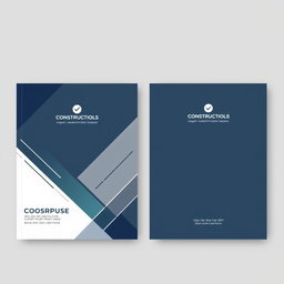 A pair of elegant cover designs for the front and back pages of a construction company booklet in A4 size