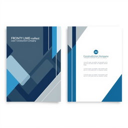 A pair of elegant cover designs for the front and back pages of a construction company booklet in A4 size