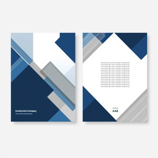 A pair of elegant cover designs for the front and back pages of a construction company booklet in A4 size