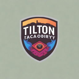 An eye-catching, colorful shield logo for Tilton Academy, rendered in a dynamic and strong style