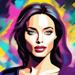 A high-quality digital art showcasing Angelina Jolie in an anime style