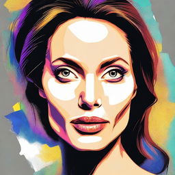 A high-quality digital art showcasing Angelina Jolie in an anime style