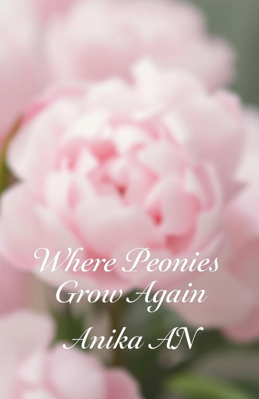 A dreamy, aesthetic background of blurry, hazy peonies in soft pastel colors, creating a serene and floral atmosphere