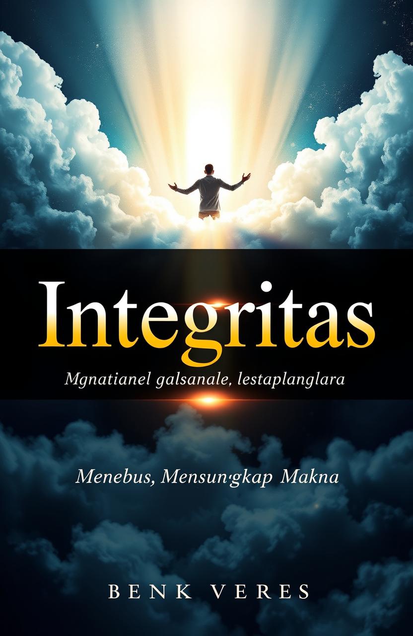 A captivating book cover design for 'Integritas; Menembus Batas, Mengungkap Makna'