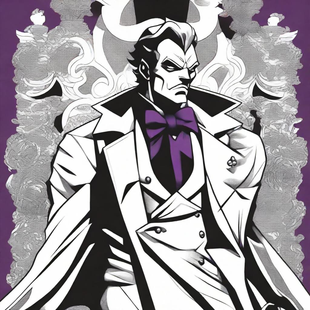 A high-quality digital art image that captures Nietzsche's 'Ubermensch' concept in the distinctive style of the Jojo's Bizarre Adventure manga series