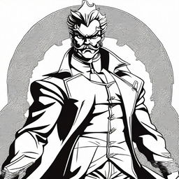 A high-quality digital art image that captures Nietzsche's 'Ubermensch' concept in the distinctive style of the Jojo's Bizarre Adventure manga series