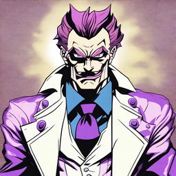 A high-quality digital art image that captures Nietzsche's 'Ubermensch' concept in the distinctive style of the Jojo's Bizarre Adventure manga series