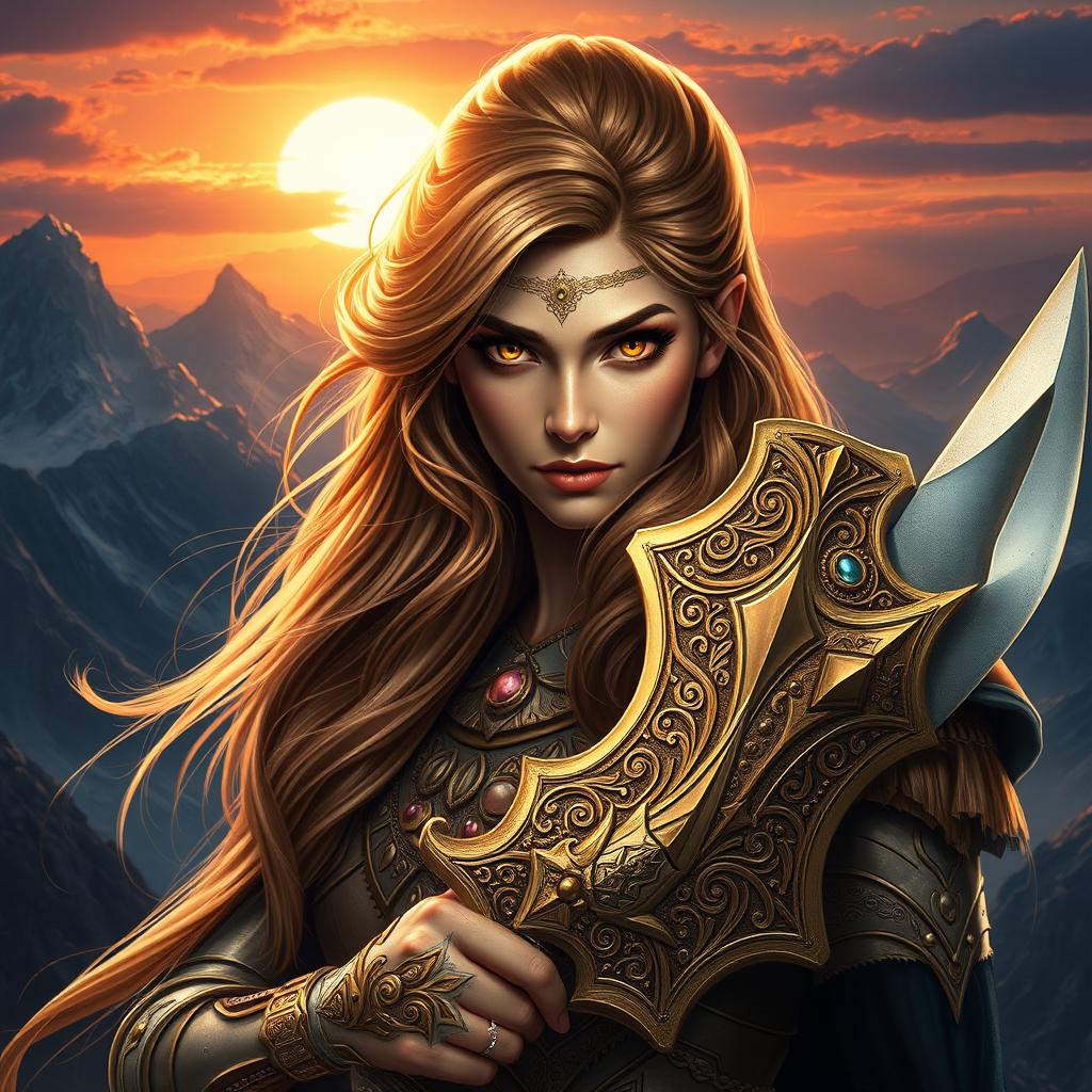 A stunning fantasy portrait of Gordafarid, a legendary hero from Persian mythology