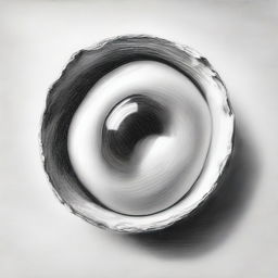 This image is a black and white pencil drawing that beautifully depicts a fried egg