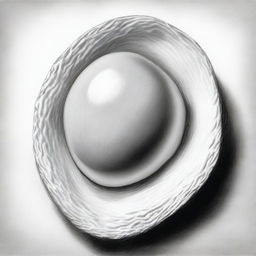 This image is a black and white pencil drawing that beautifully depicts a fried egg