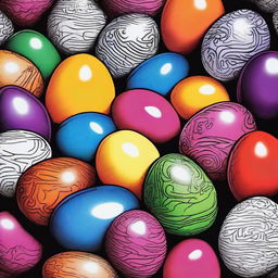 A vibrant, high-quality Sharpie drawing featuring eggs as the central focus