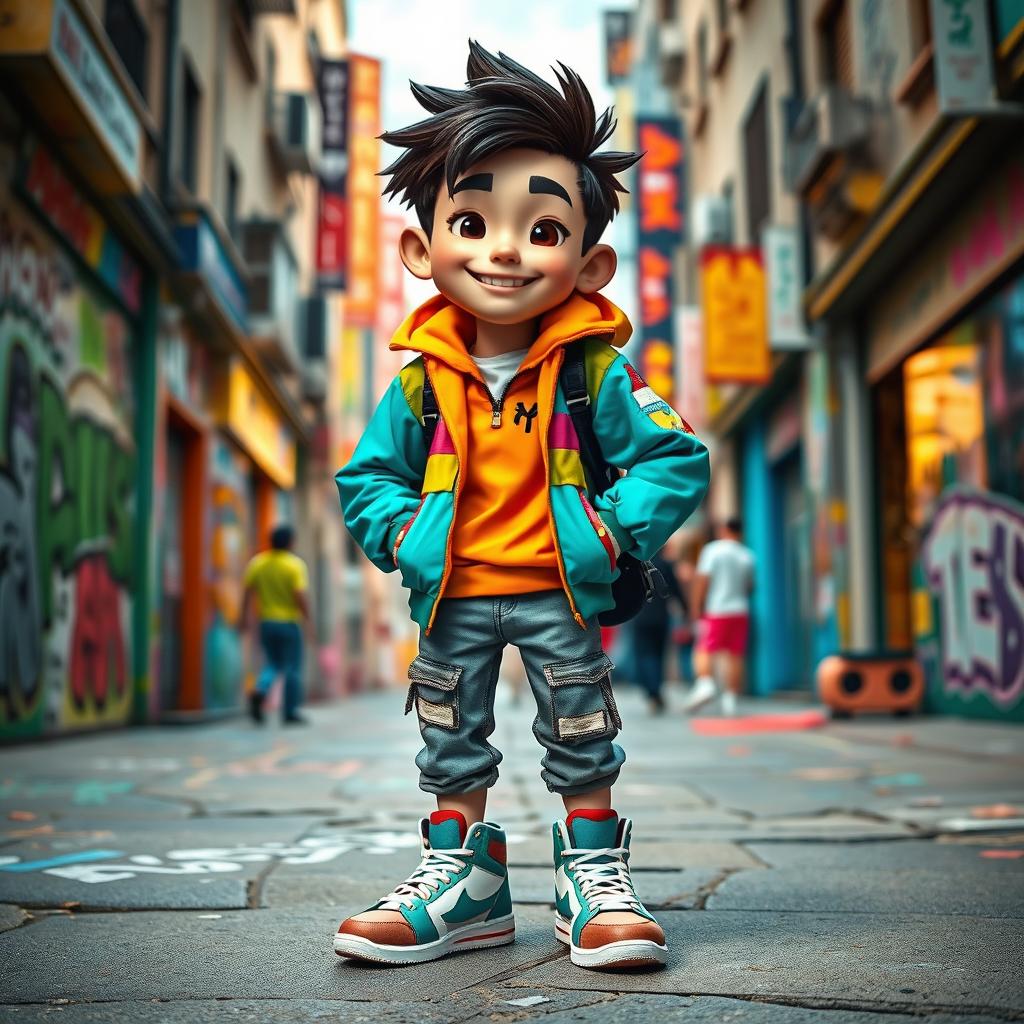 A dynamic and adventurous character inspired by the name Tom Sam Chong, showcasing a playful and energetic persona
