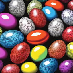 A vibrant, high-quality Sharpie drawing featuring eggs as the central focus