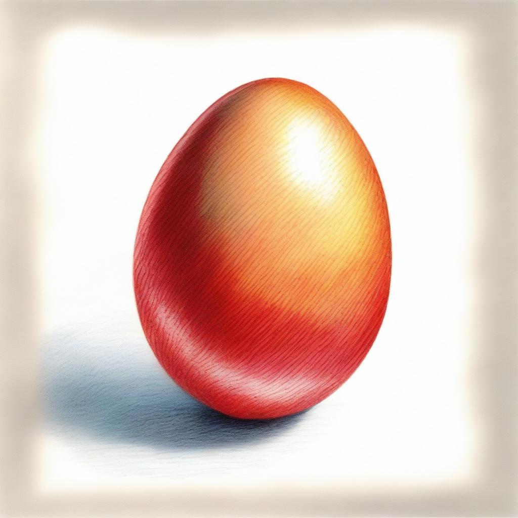 A vibrant, high-quality coloured pencil drawing of an egg