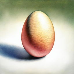 A vibrant, high-quality coloured pencil drawing of an egg