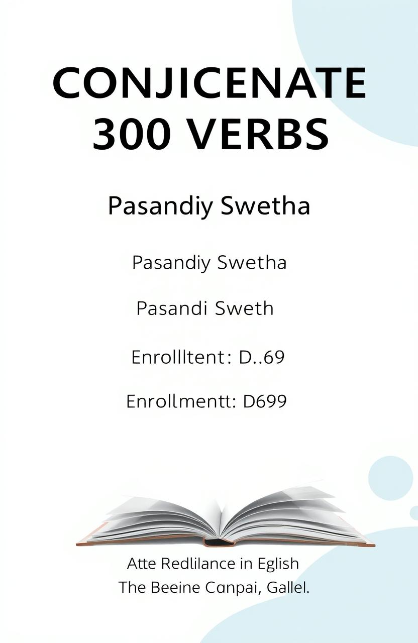A clean and elegant cover page design for a document titled "CONJUGATE 300 VERBS"