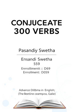 A clean and elegant cover page design for a document titled "CONJUGATE 300 VERBS"