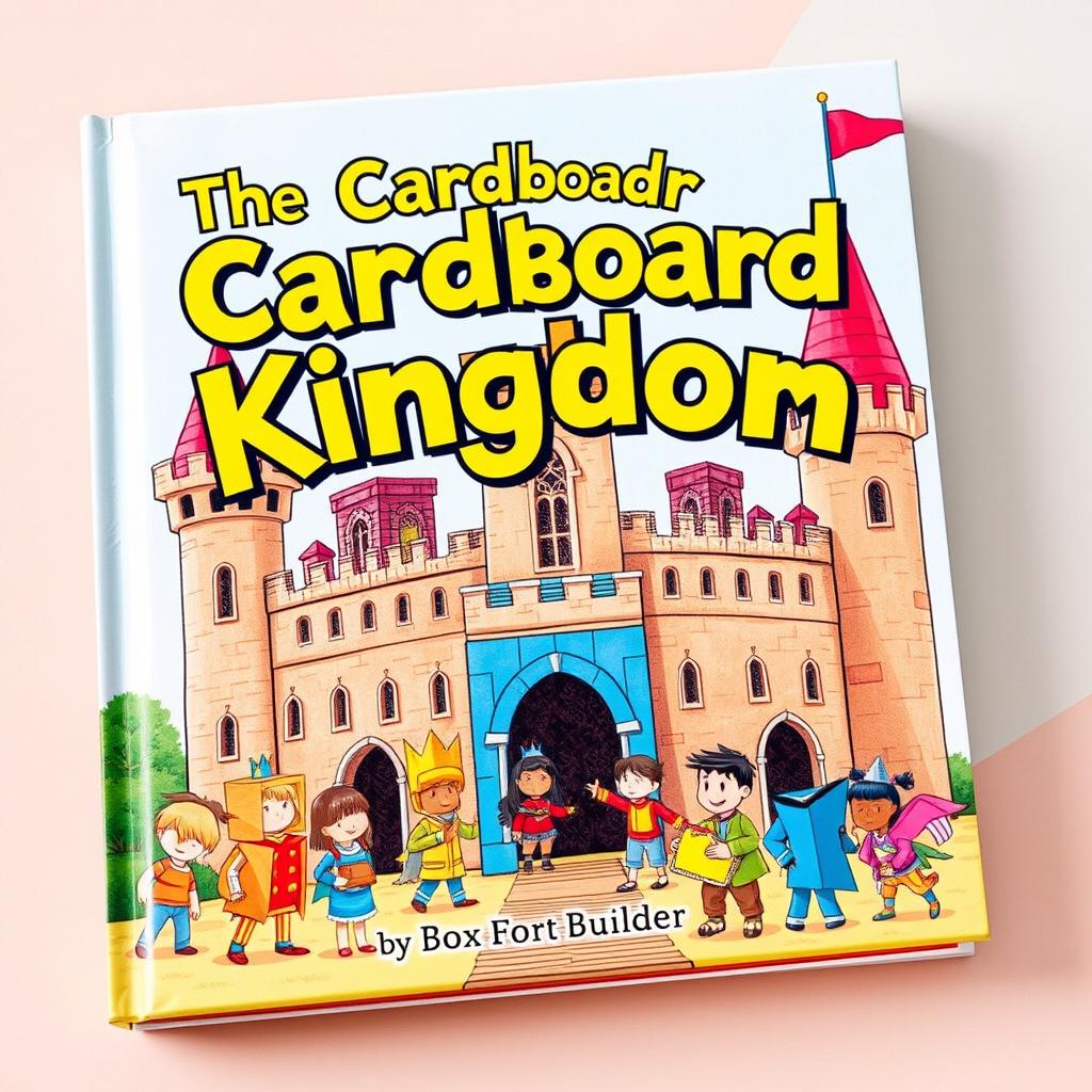 A captivating book cover design for 'The Cardboard Kingdom' by Box Fort Builder