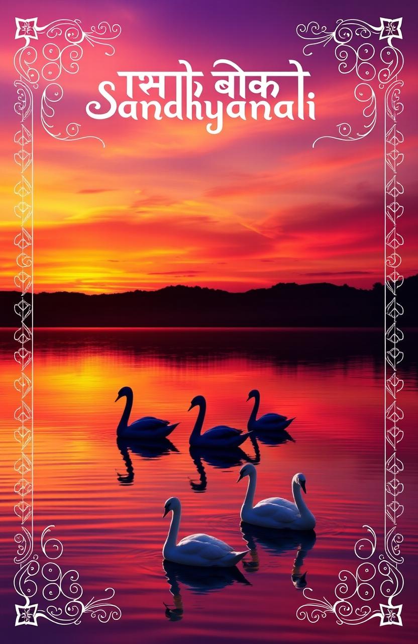 A serene and evocative book cover design for a Hindi poetry book named 'Sandhyanjali'