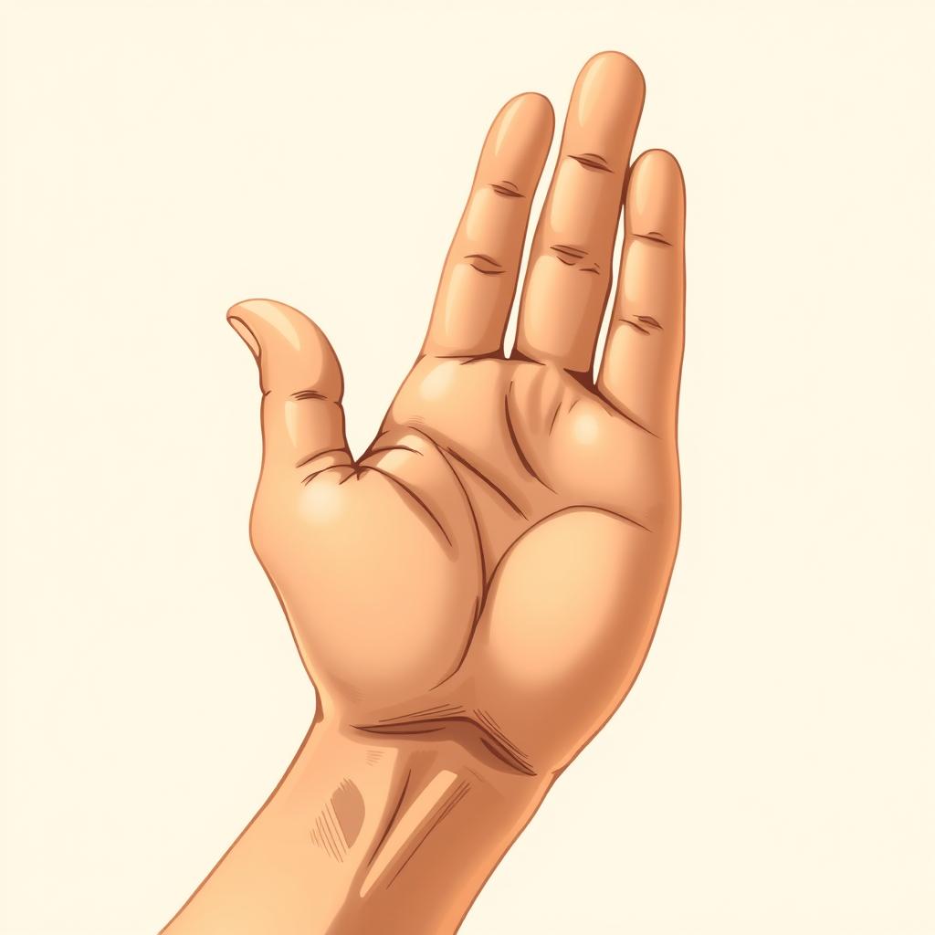 A detailed illustration of a hand performing a traditional salute, with fingers neatly touching the forehead