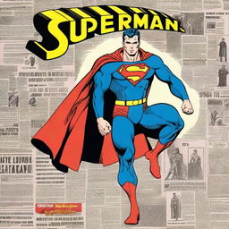 Uma capa de história em quadrinhos de alta qualidade apresenta um garoto vestido de superman em pose heroica