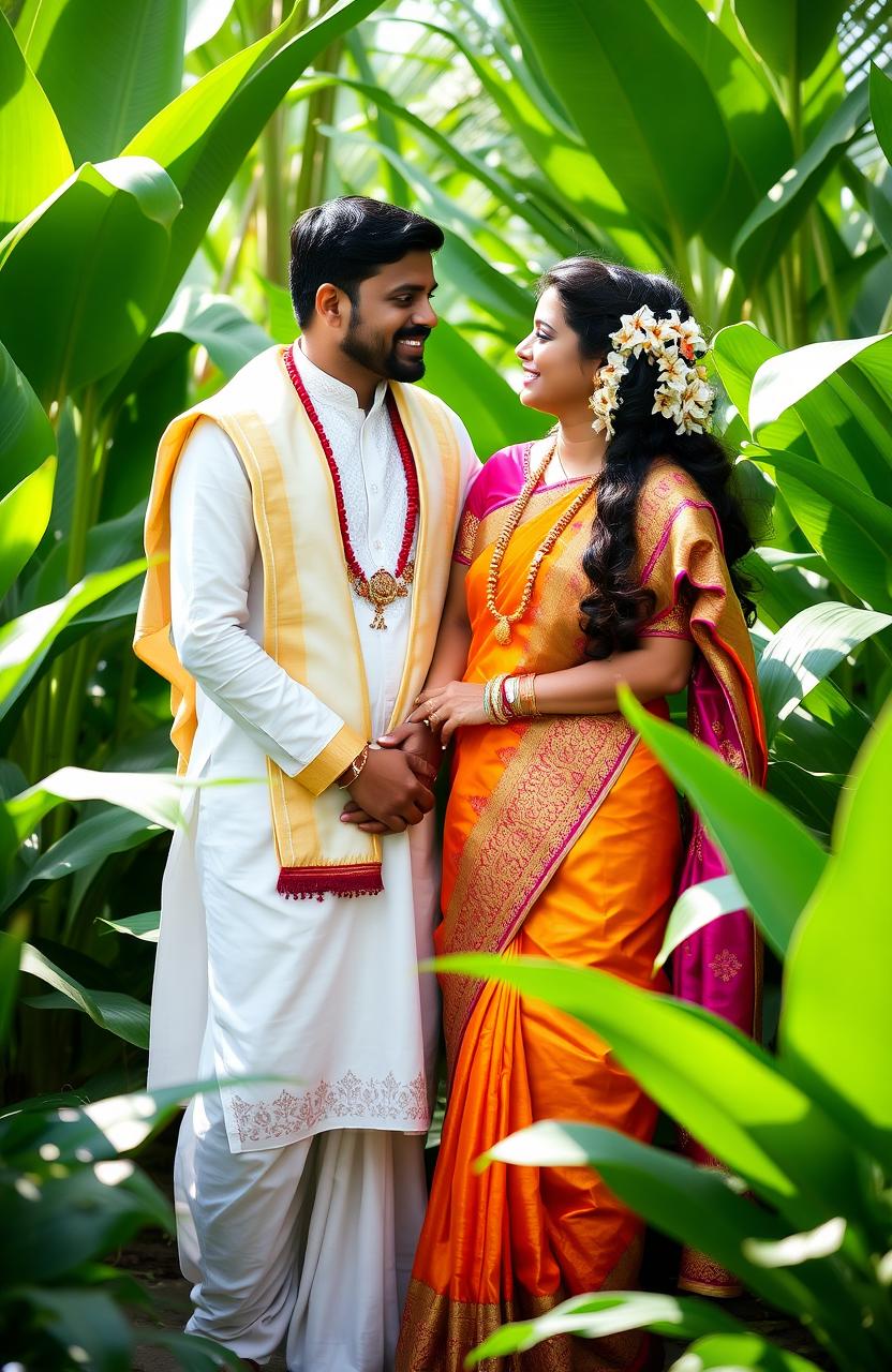 Embrace Tradition: Tamil Couple in Nature