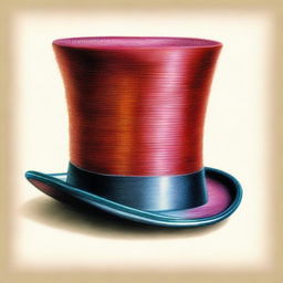 An elegant coloured pencil drawing showcasing a top hat