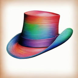 An exquisite coloured pencil drawing of a different fashionable hat