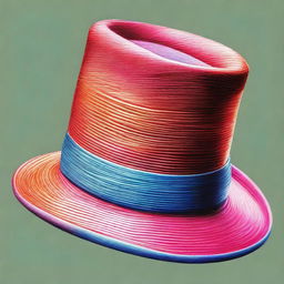 An exquisite coloured pencil drawing of a different fashionable hat