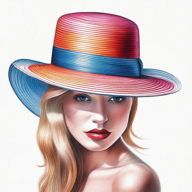 A stunning coloured pencil drawing featuring a different fashionable hat