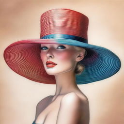 A stunning coloured pencil drawing featuring a different fashionable hat