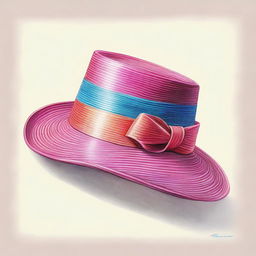 A stunning coloured pencil drawing featuring a different fashionable hat