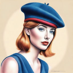 A sophisticated coloured pencil drawing of a beret