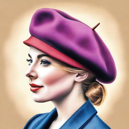 A sophisticated coloured pencil drawing of a beret