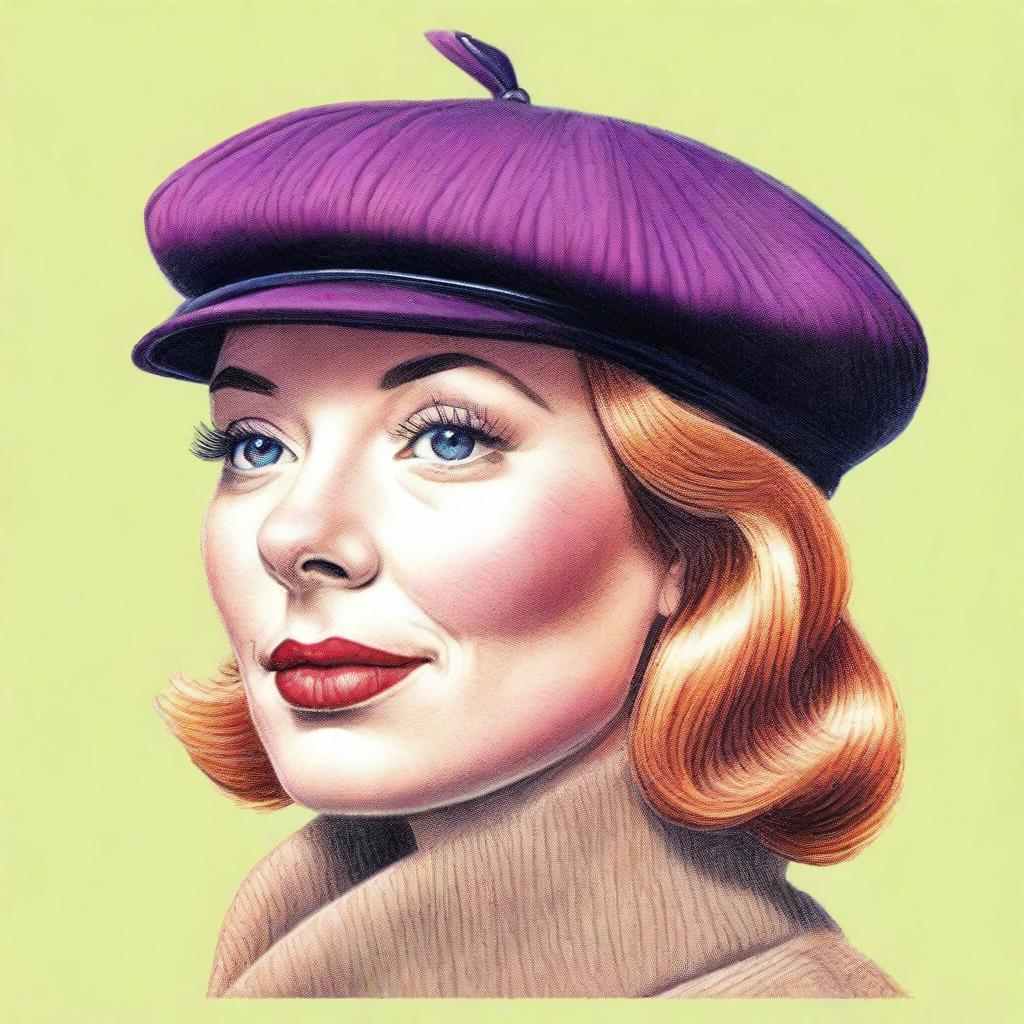 A high-quality coloured pencil drawing of a beret