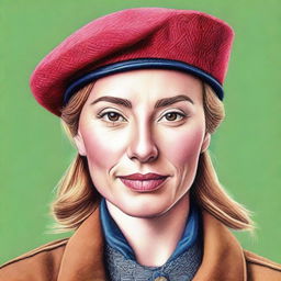 A high-quality coloured pencil drawing of a beret