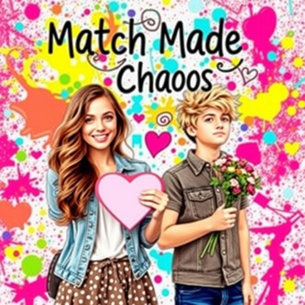 A vibrant book cover for a teen fiction titled "Match Made in Chaos"