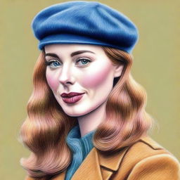 A high-quality coloured pencil drawing of a beret