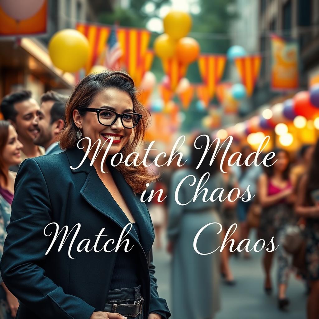 A romantic comedy scene depicting a quirky matchmaker who unexpectedly falls in love with one of her clients amidst the chaos of her matchmaking events