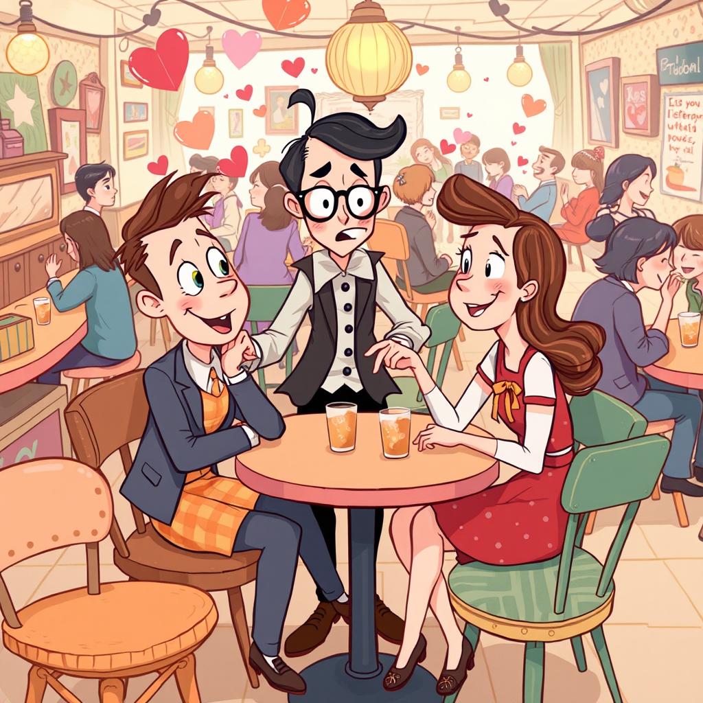 A whimsical and charming illustration capturing the essence of 'Match Made in Chaos'
