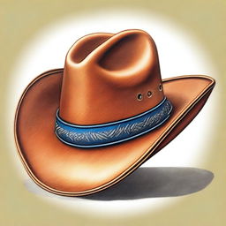 This is a high-quality coloured pencil drawing of a cowboy hat