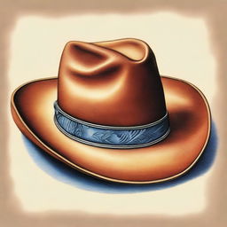 This is a high-quality coloured pencil drawing of a cowboy hat