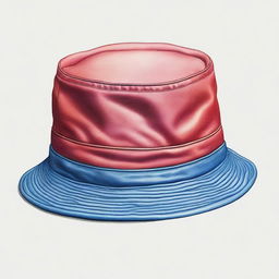 This is a striking, high-quality coloured pencil drawing of a bucket hat